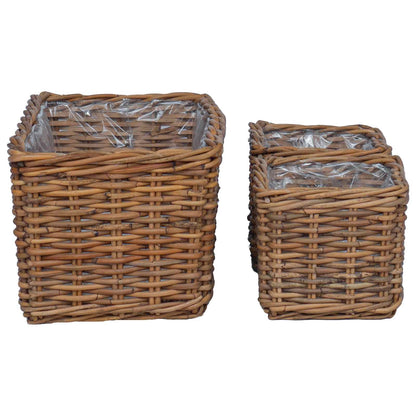 Cestino da Vaso con archiviazione 3 pcs Marrone Rattan Kubu | homemem39