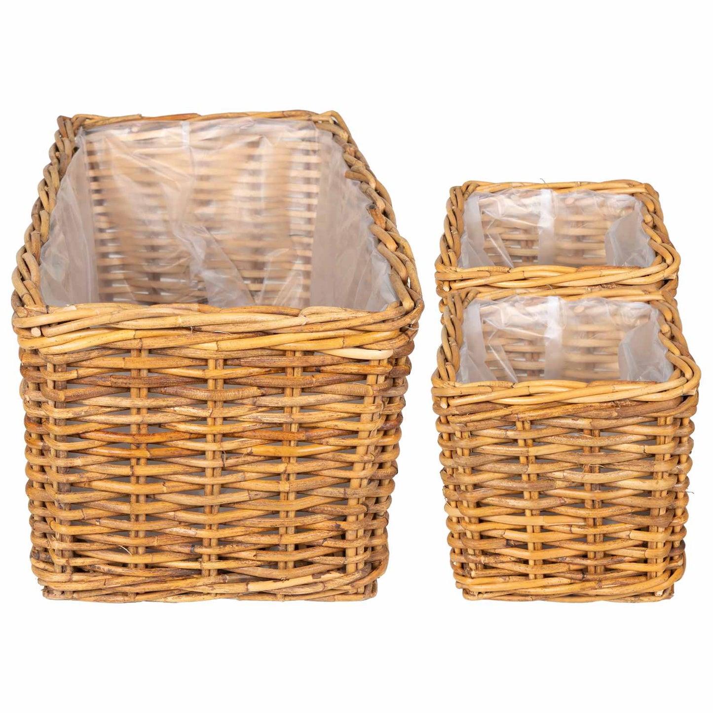 Cestino da Vaso 3 pz Marrone Naturale Rattan Kubu