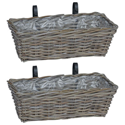 Cestino Appendibile per Piante 2 pcs Grigio 48 x 22 x 15 cm | homemem39