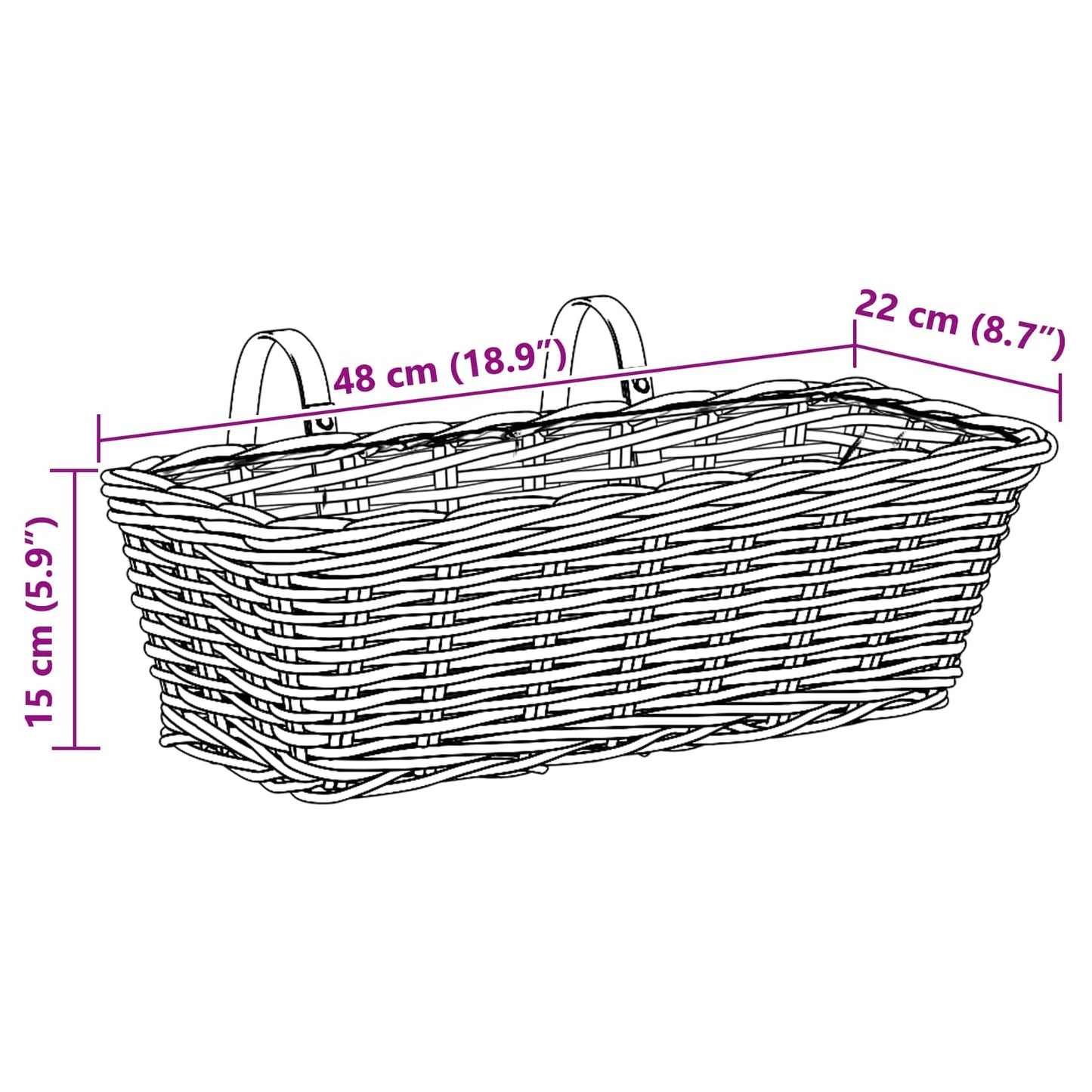 Cestino Appendibile per Piante 2 pcs Marrone 48 x 22 x 15 cm | homemem39
