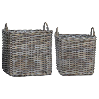 Cestino per Piante con archiviazione 2 pcs Grigio Rattan Lacak | homemem39