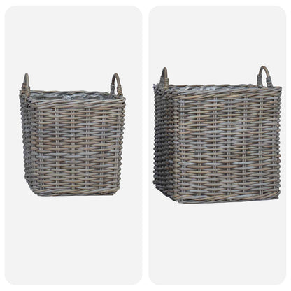 Cestino per Piante con archiviazione 2 pcs Grigio Rattan Lacak | homemem39