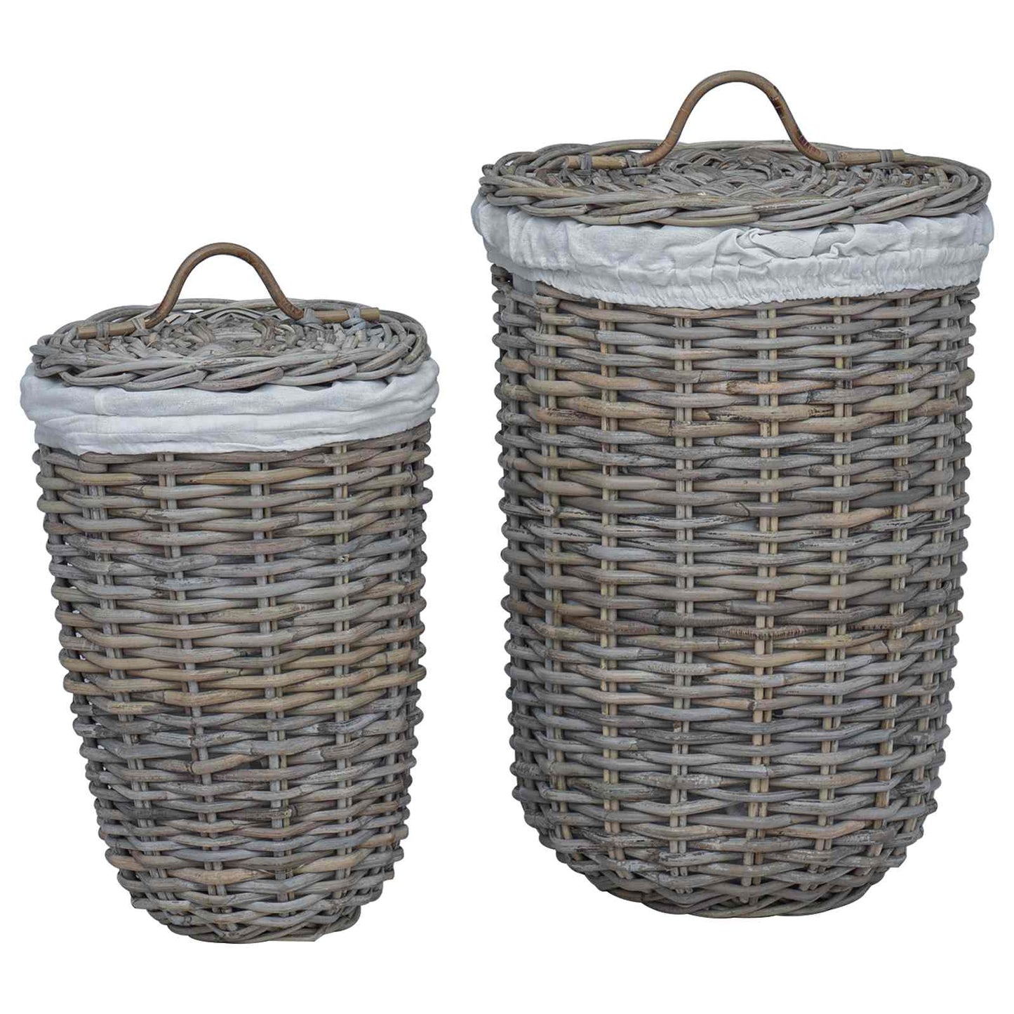 Cesto per la biancheria con coperchio 2 pcs Grigio naturale