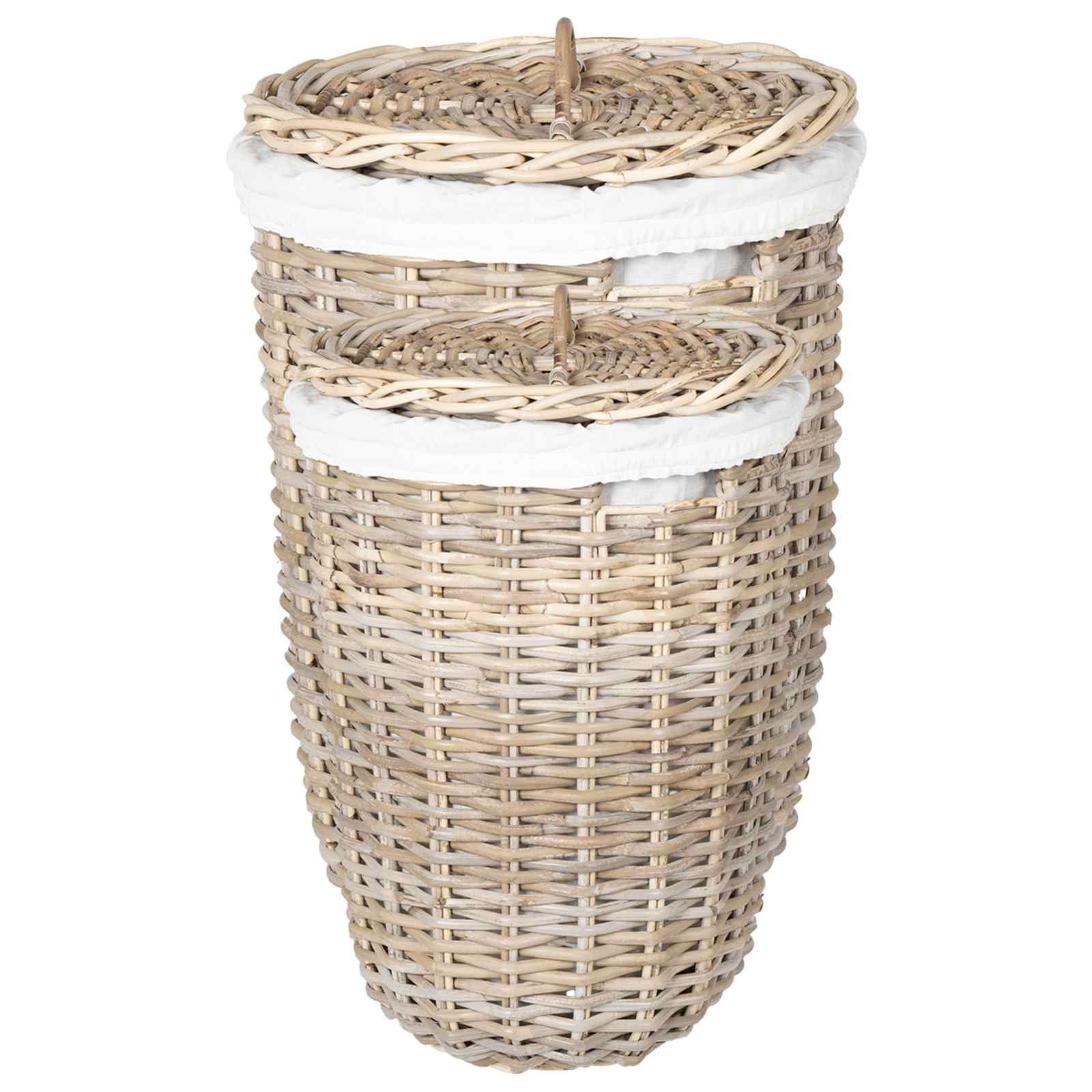 Cesto per la biancheria con coperchio 2 pcs Grigio naturale | homemem39