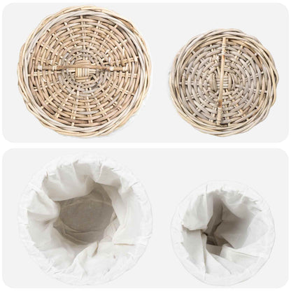 Cesto per la biancheria con coperchio 2 pcs Grigio naturale | homemem39