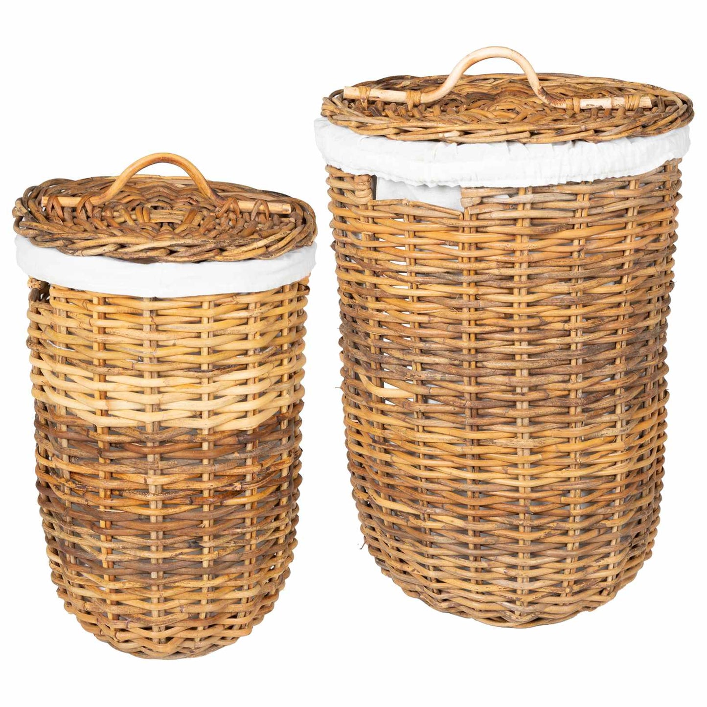 Cesto per la biancheria con coperchio 2 pcs Marrone Naturale | homemem39