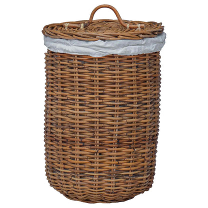 Cesto per la biancheria con coperchio 2 pcs Marrone Naturale | homemem39