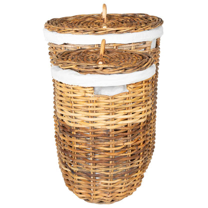 Cesto per la biancheria con coperchio 2 pcs Marrone Naturale | homemem39