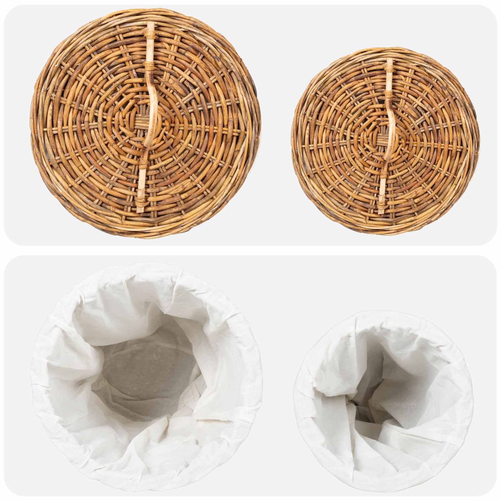 Cesto per la biancheria con coperchio 2 pcs Marrone Naturale | homemem39