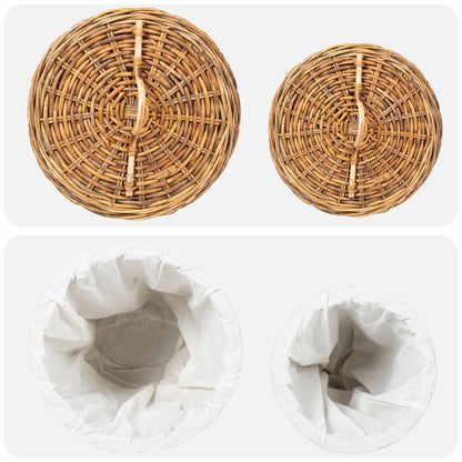 Cesto per la biancheria con coperchio 2 pcs Marrone Naturale | homemem39