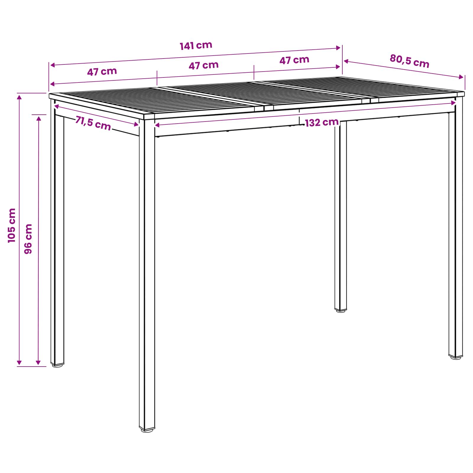 Tavolo Bar da Giardino Naturale e Nero 141 x 80,5 x 105 cm | homemem39