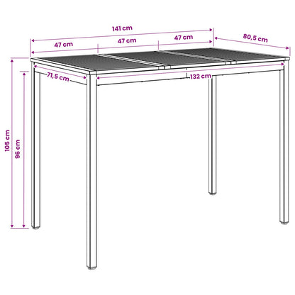 Tavolo Bar da Giardino Naturale e Nero 141 x 80,5 x 105 cm | homemem39