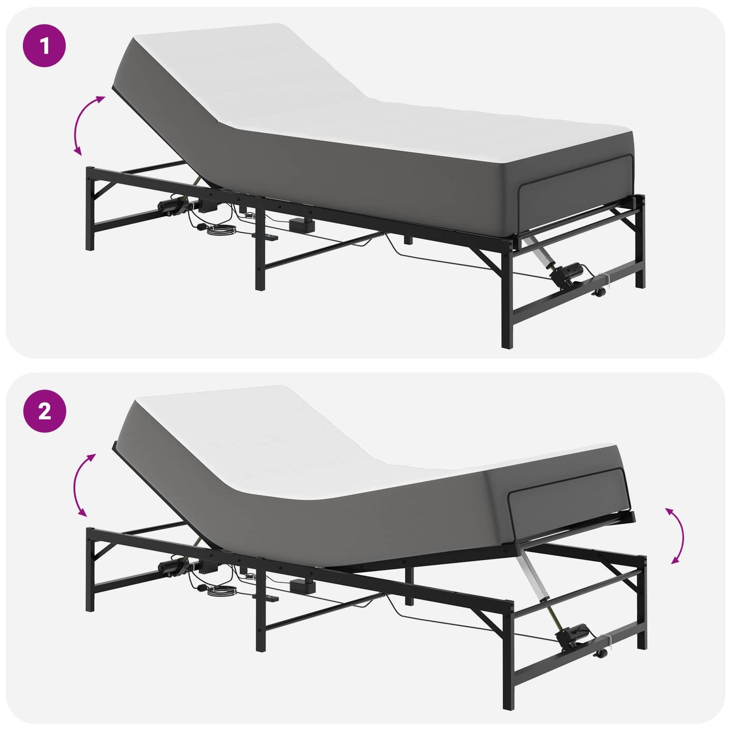 Telaio Letto Elettrico Regolabile Nero 75 x 190 cm Acciaio | homemem39