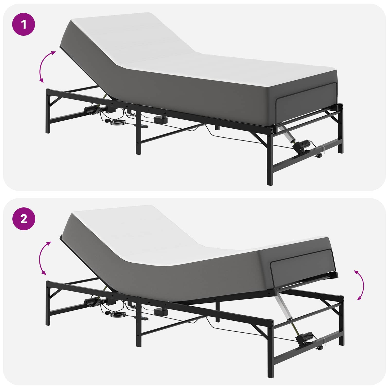 Telaio Letto Elettrico Regolabile Nero 80 x 200 cm Acciaio | homemem39