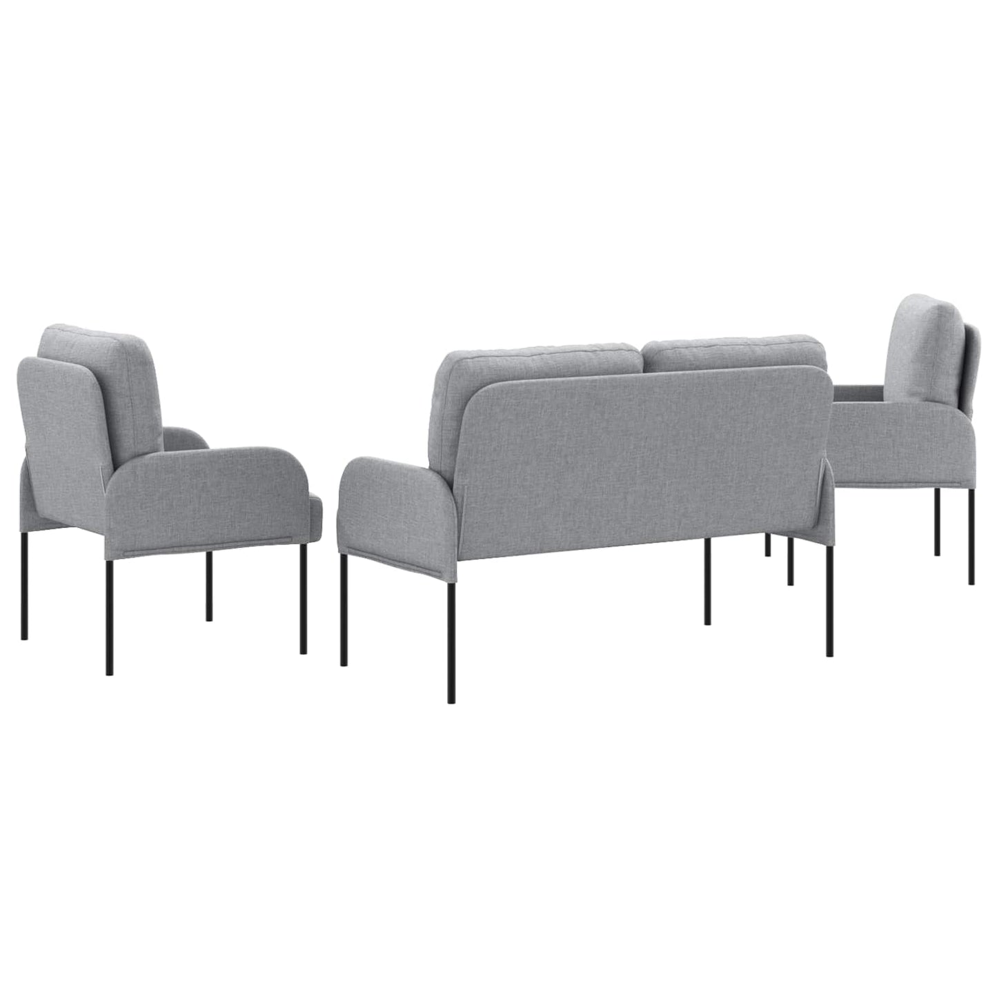 Set divani con cuscino 3 pcs Grigio chiaro 115 x 56 x 80 cm | homemem39