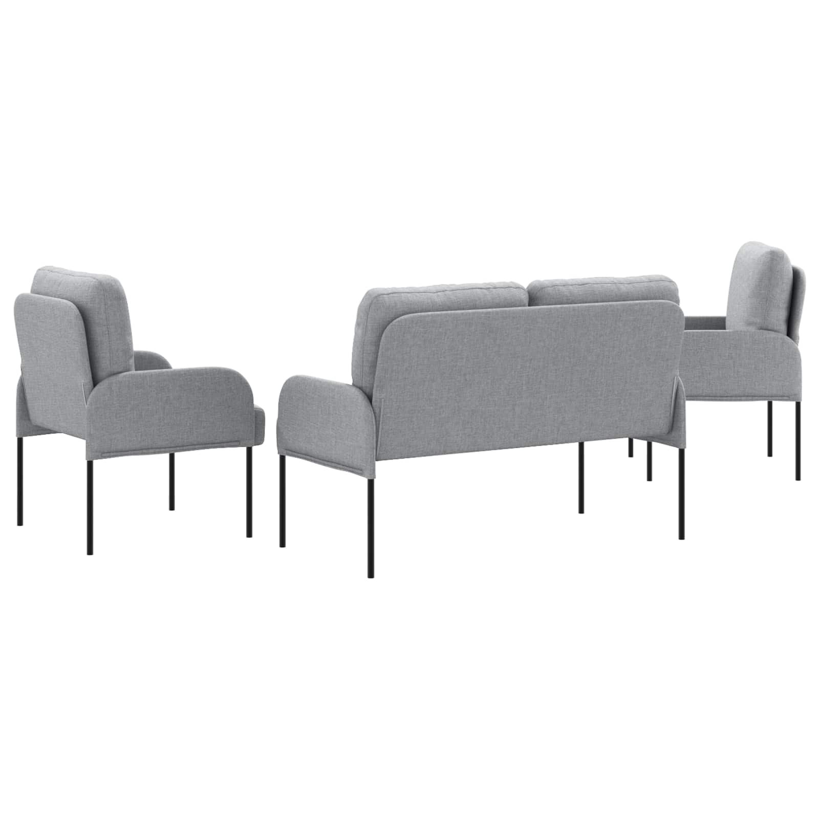 Set divani con cuscino 3 pcs Grigio chiaro 115 x 56 x 80 cm | homemem39