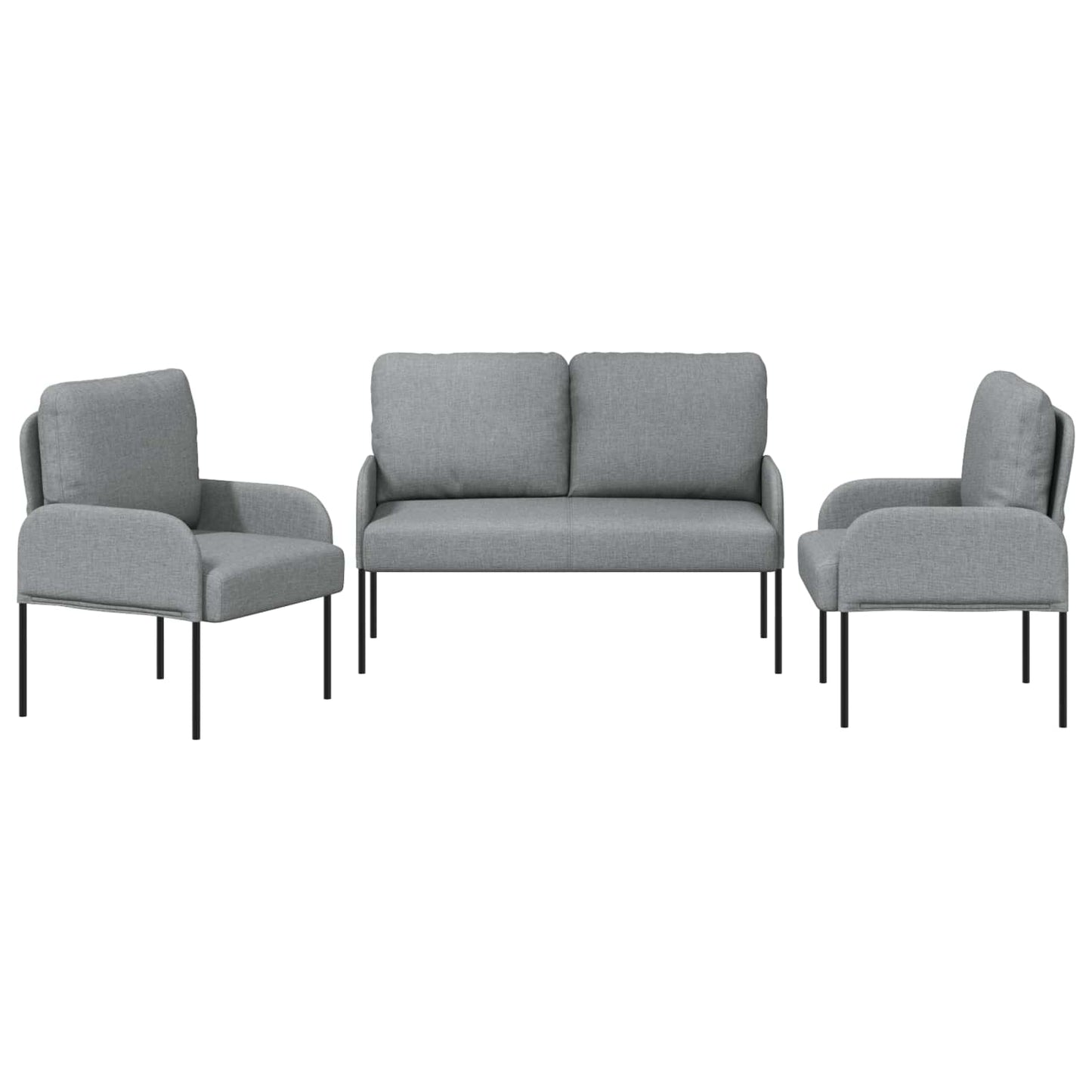 Set divani con cuscino 3 pcs Grigio chiaro 115 x 56 x 80 cm | homemem39