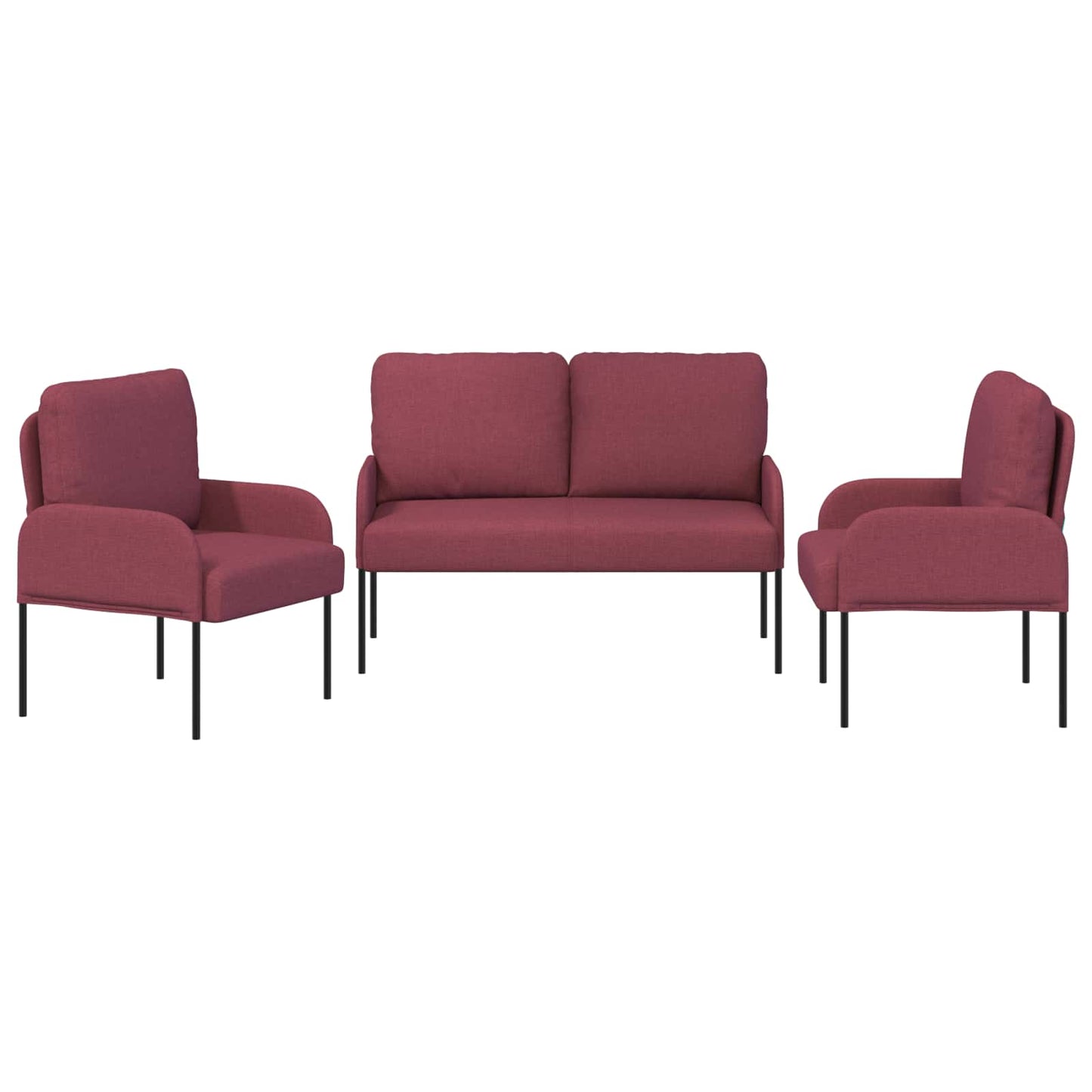 Set divani 3 pcs Rosso Vino 115 x 56 x 80 cm Legno compensato | homemem39