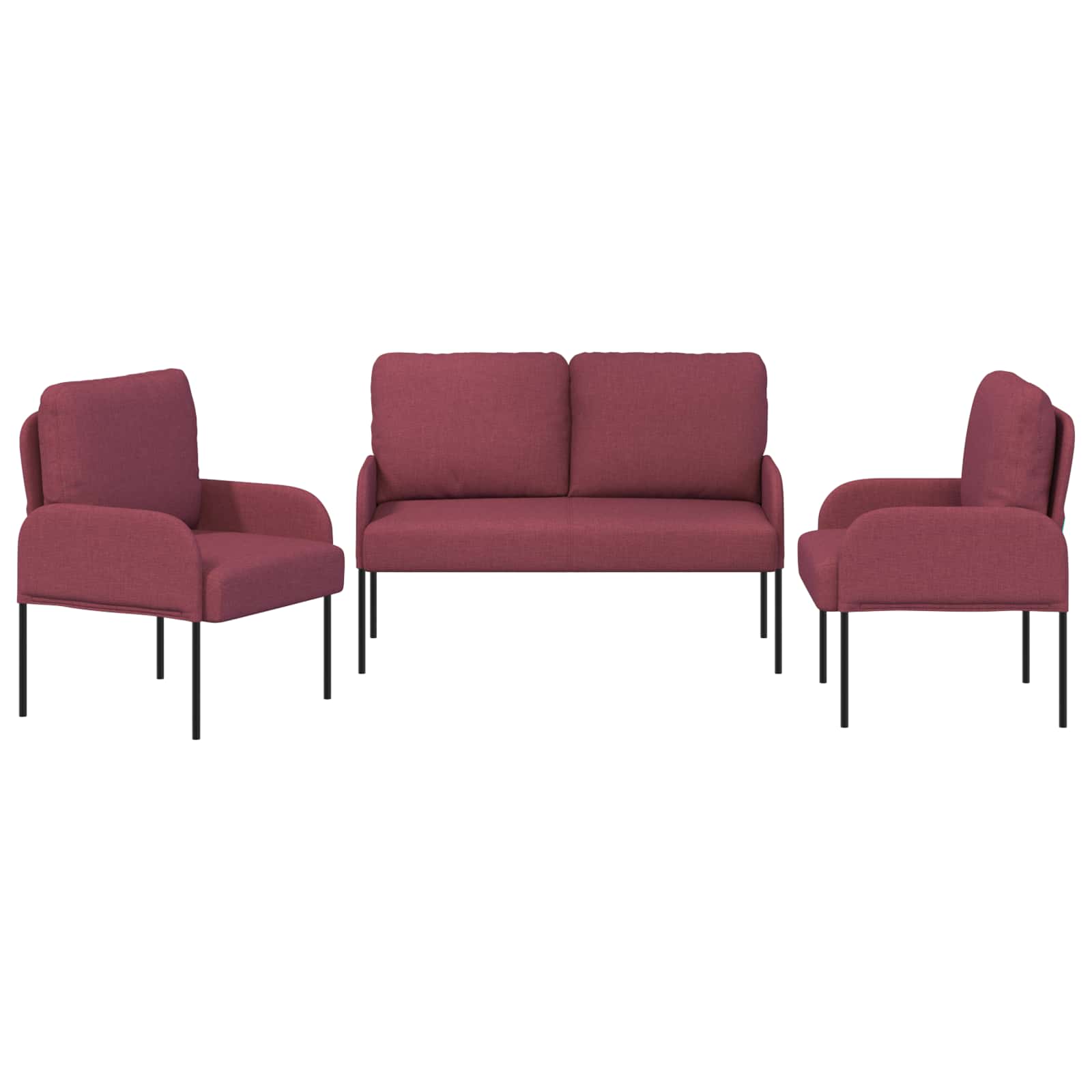 Set divani 3 pcs Rosso Vino 115 x 56 x 80 cm Legno compensato | homemem39