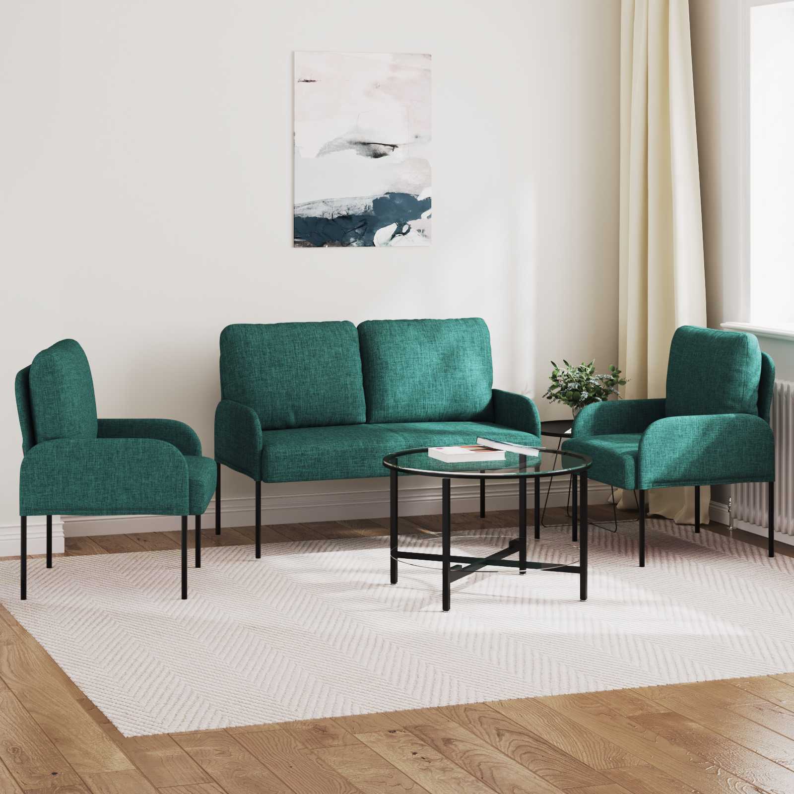 Set divani 3 pcs Verde Scuro 115 x 56 x 80 cm Legno compensato | homemem39