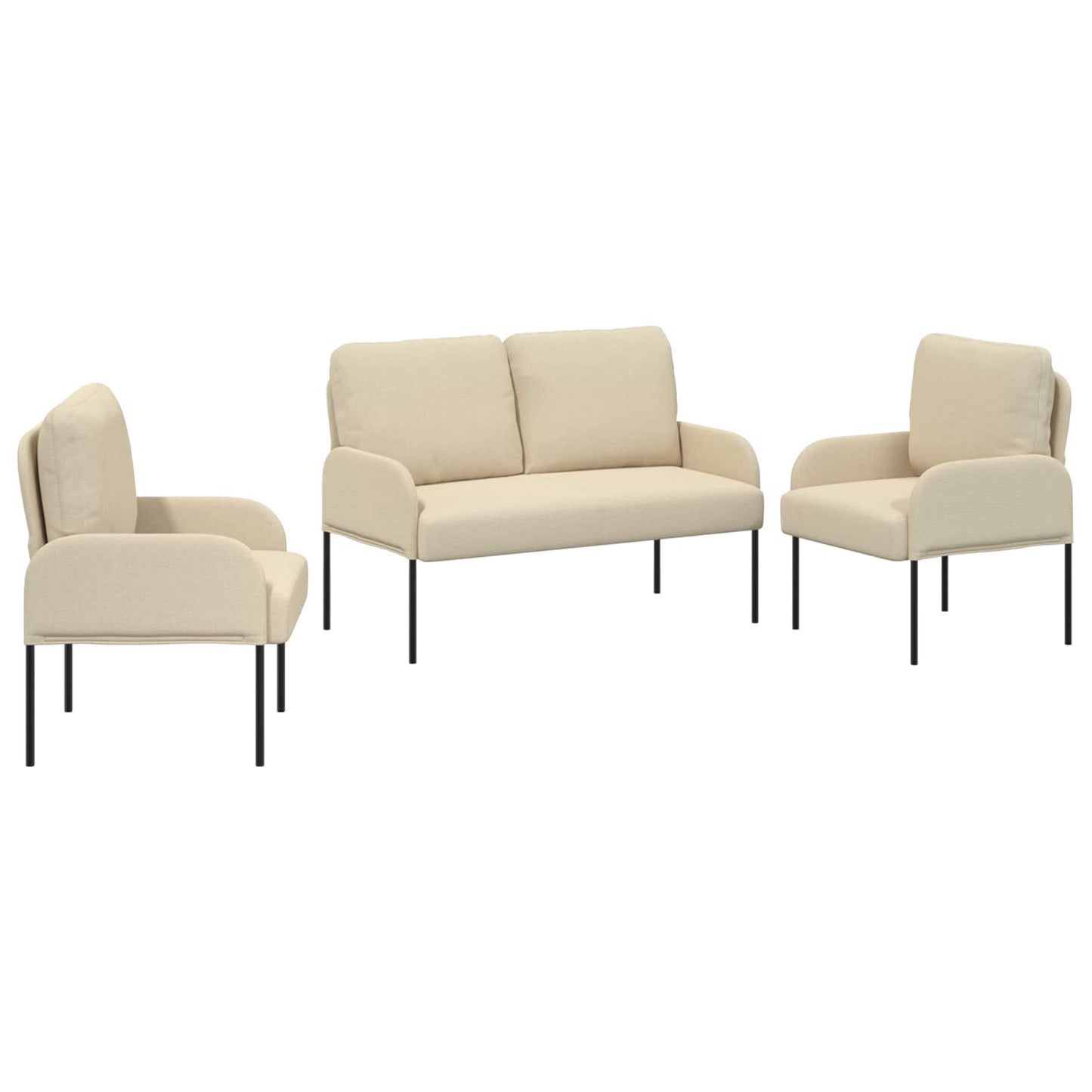 Set divani 3 pcs Crema 115 x 56 x 80 cm Legno compensato