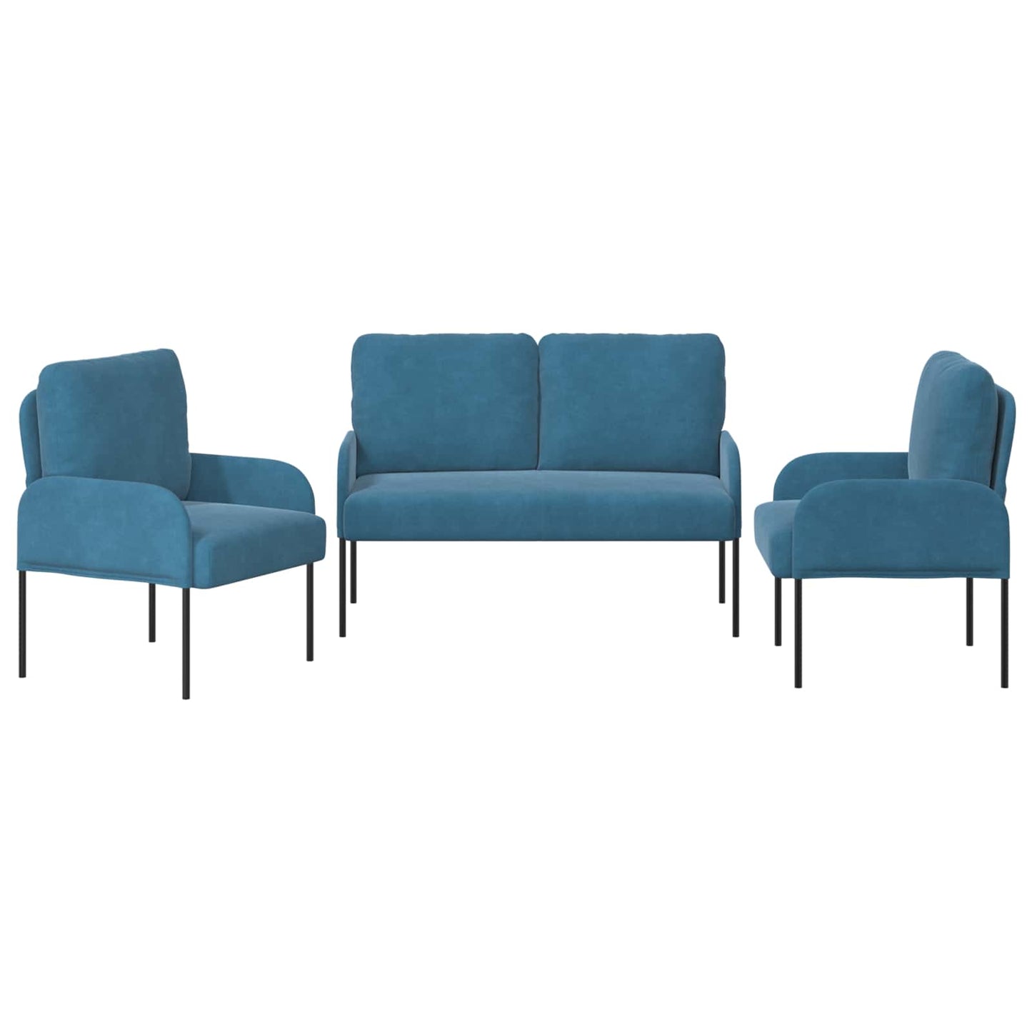 Set divani 3 pcs Blu 115 x 56 x 80 cm Legno compensato | homemem39