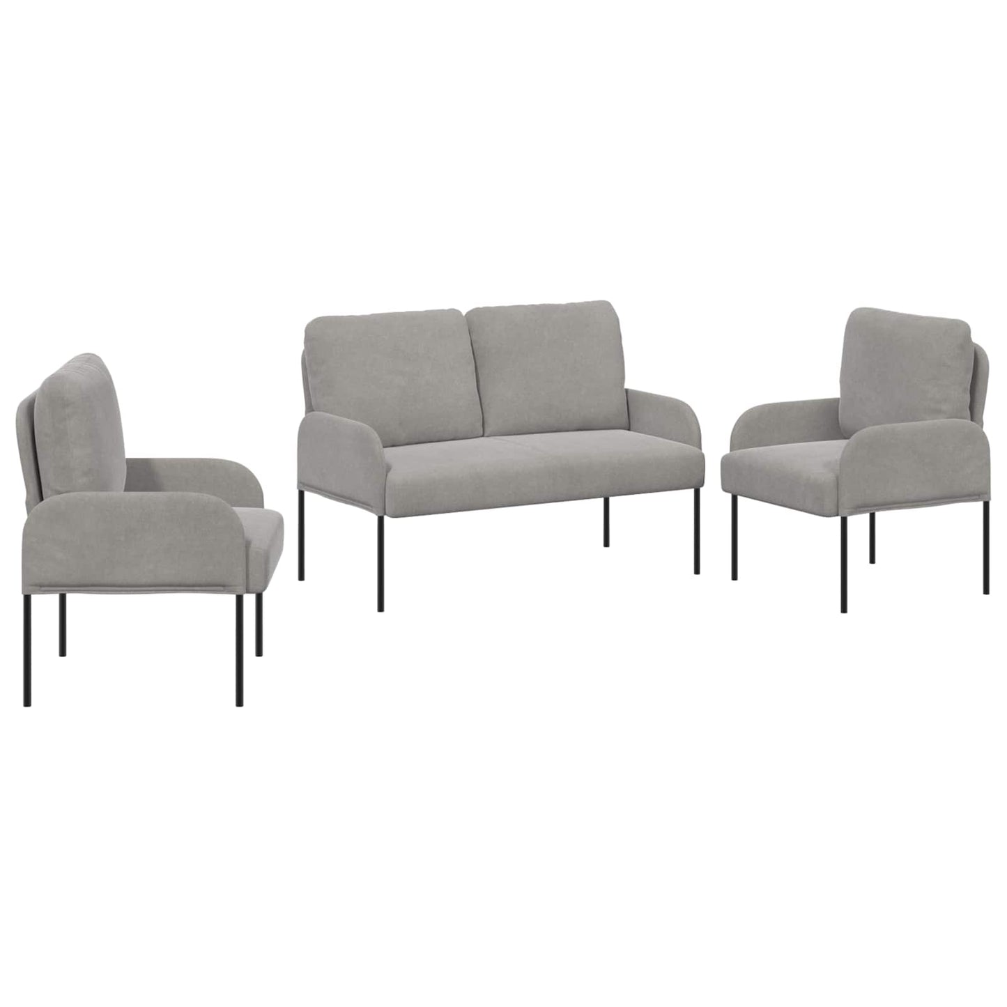 Set divani con cuscino 3 pcs Grigio chiaro 115 x 56 x 80 cm | homemem39