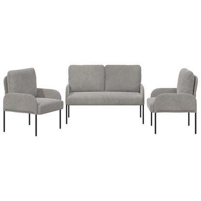 Set divani con cuscino 3 pcs Grigio chiaro 115 x 56 x 80 cm | homemem39