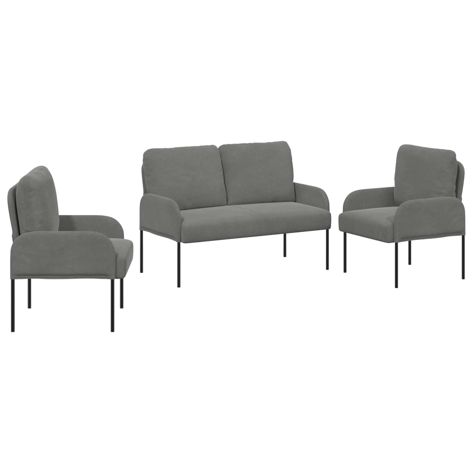 Set divani 3 pcs Grigio scuro 115 x 56 x 80 cm Legno compensato | homemem39