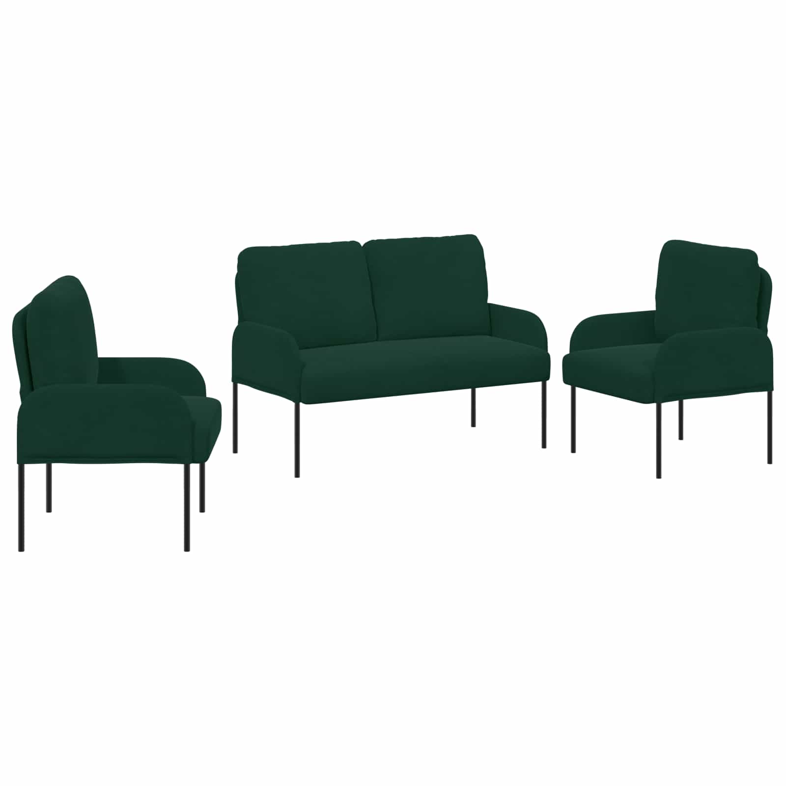 Set divani 3 pcs Verde Scuro 115 x 56 x 80 cm Legno compensato | homemem39