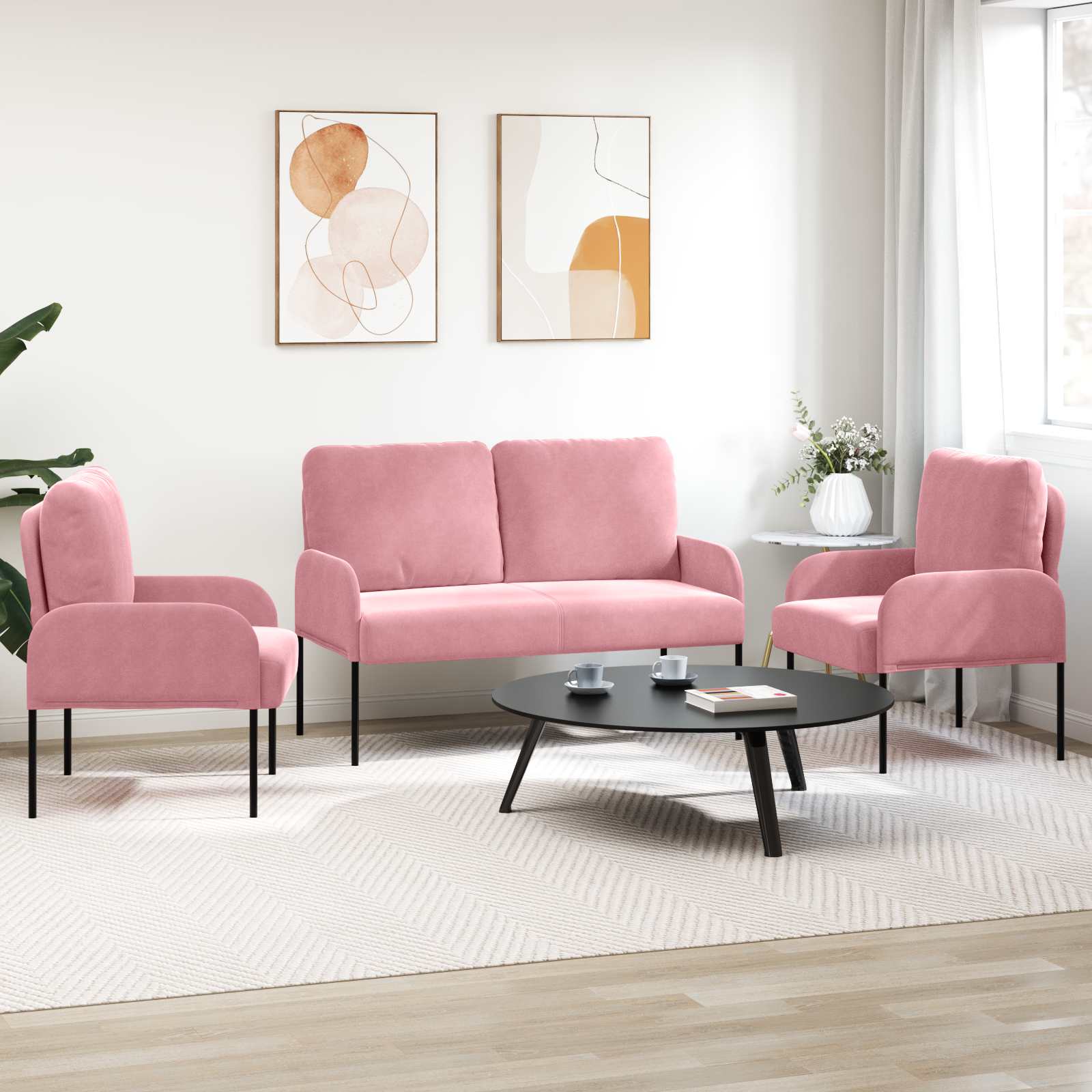 Set divani 3 pcs Rosa 115 x 56 x 80 cm Legno compensato | homemem39