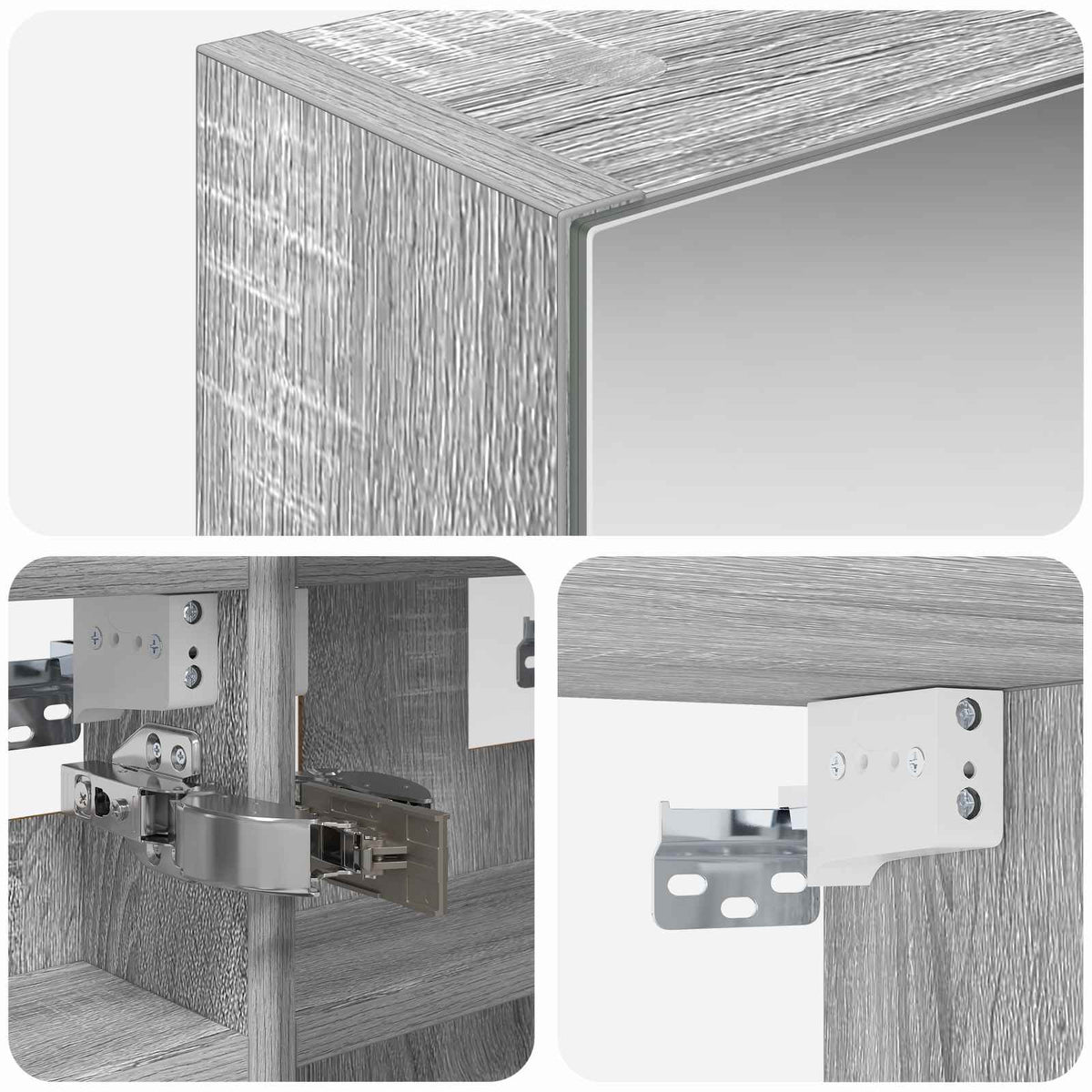 Mobiletto per specchio da bagno Grigio Sonoma 30 x 10,5 x 50 cm