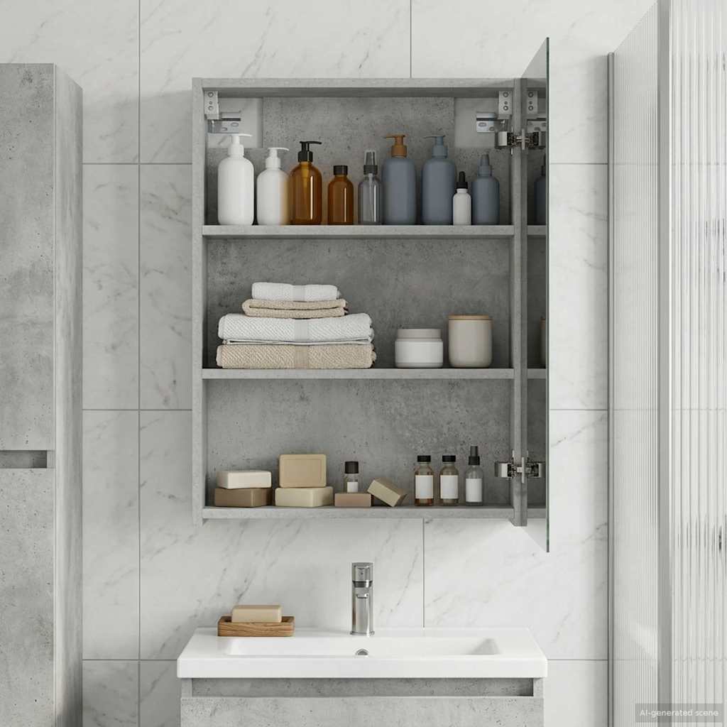 Mobiletto per specchio da bagno Grigio cemento | homemem39