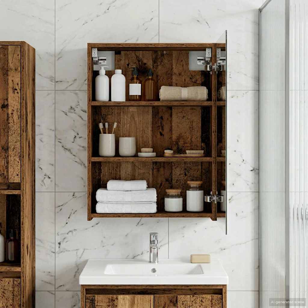 Mobiletto per specchio da bagno Legno vecchio 50 x 14,5 x 70 cm
