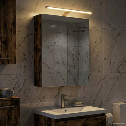 Mobiletto per specchio da bagno Rovere fumé 50 x 14,5 x 70 cm