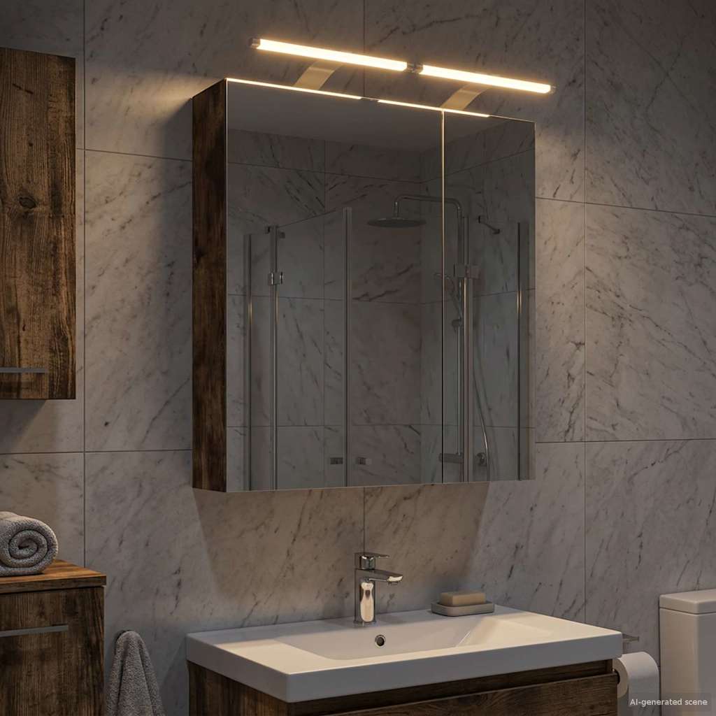 Mobiletto per specchio da bagno Rovere fumé 60 x 14,5 x 70 cm | homemem39