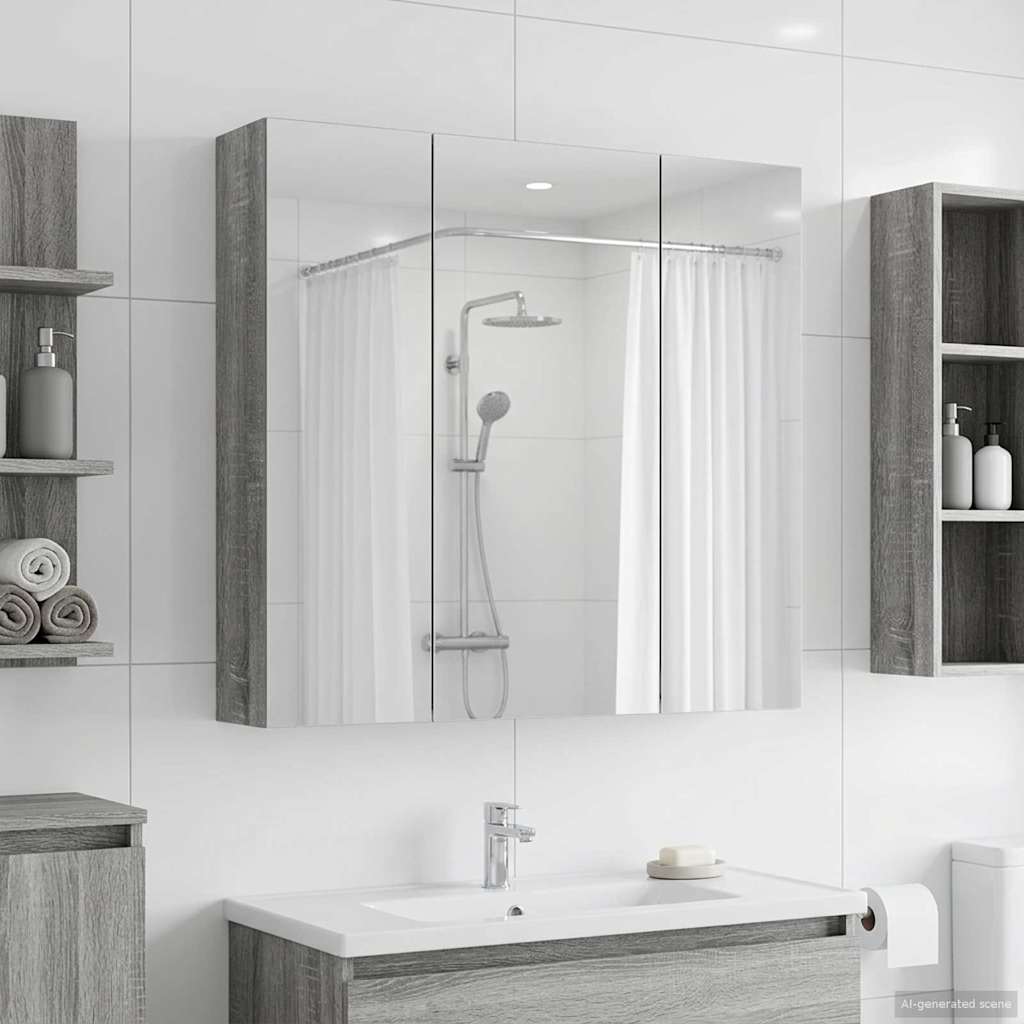 Mobiletto per specchio da bagno Grigio Sonoma 70 x 14,5 x 70 cm | homemem39