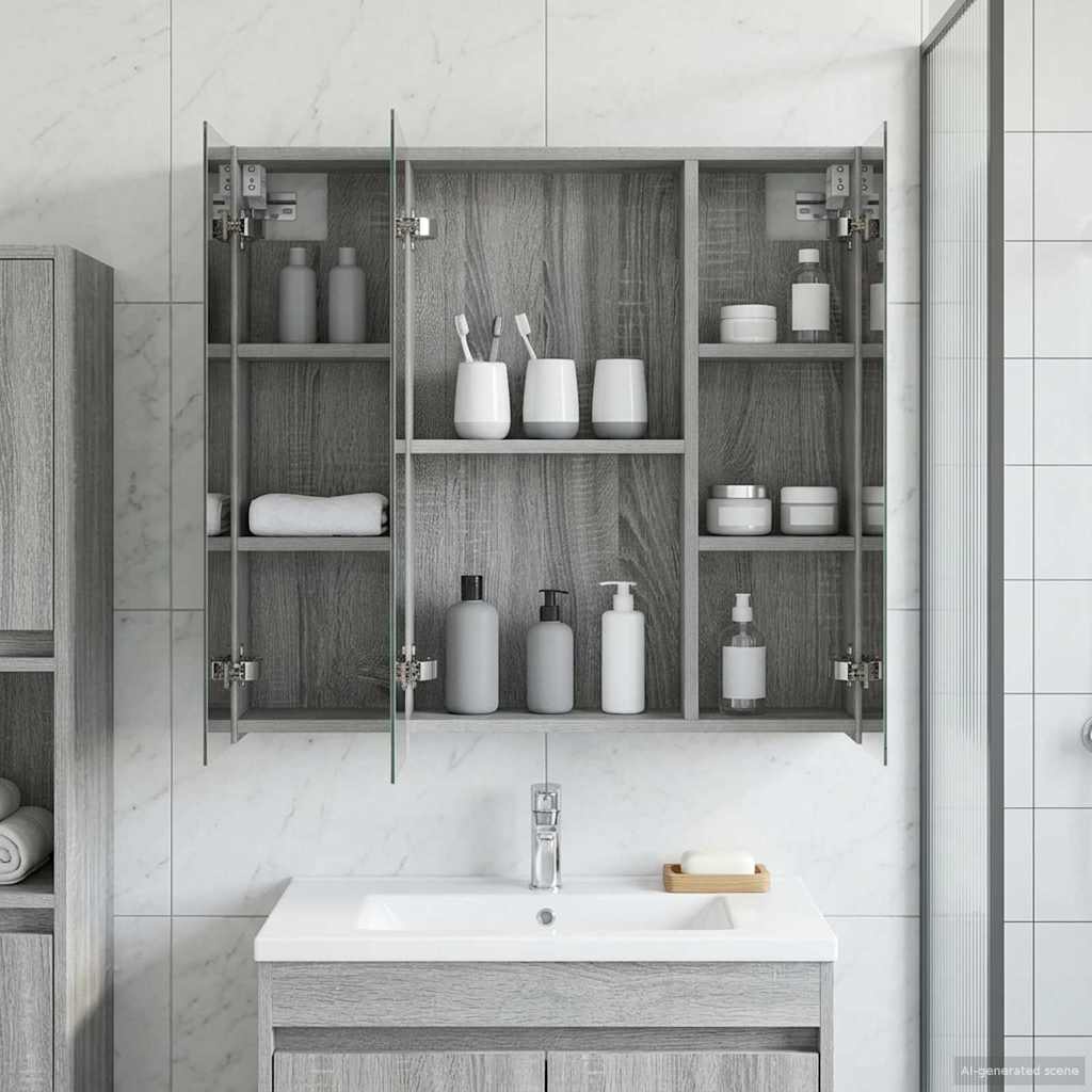 Mobiletto per specchio da bagno Grigio Sonoma 70 x 14,5 x 70 cm | homemem39