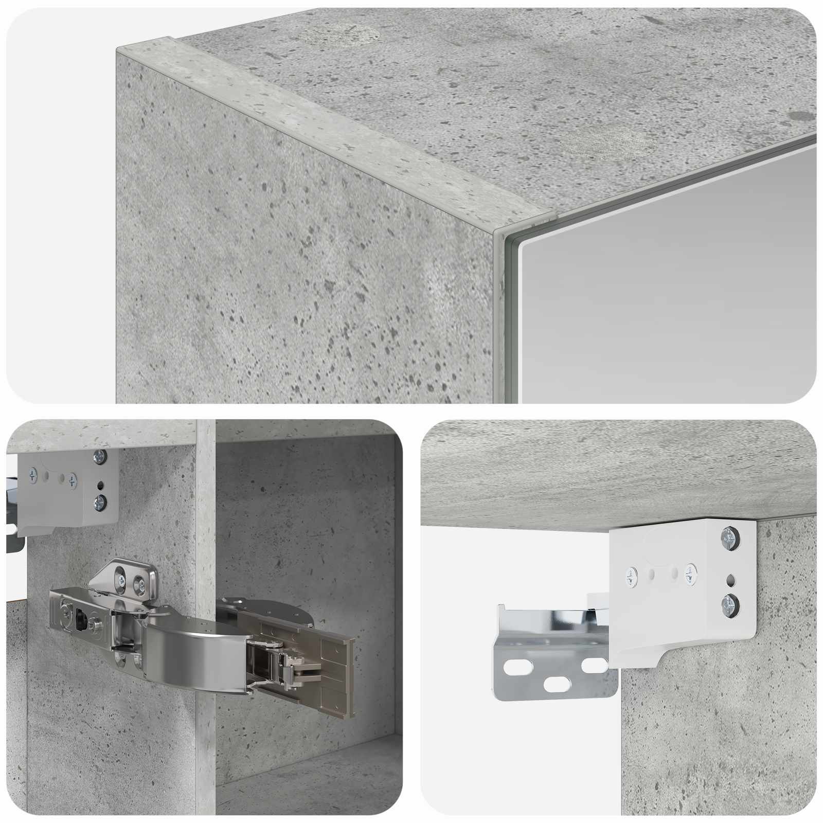 Mobiletto per specchio da bagno con lo scaffale Grigio cemento | homemem39