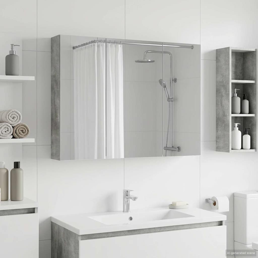 Mobiletto per specchio da bagno con lo scaffale Grigio cemento | homemem39