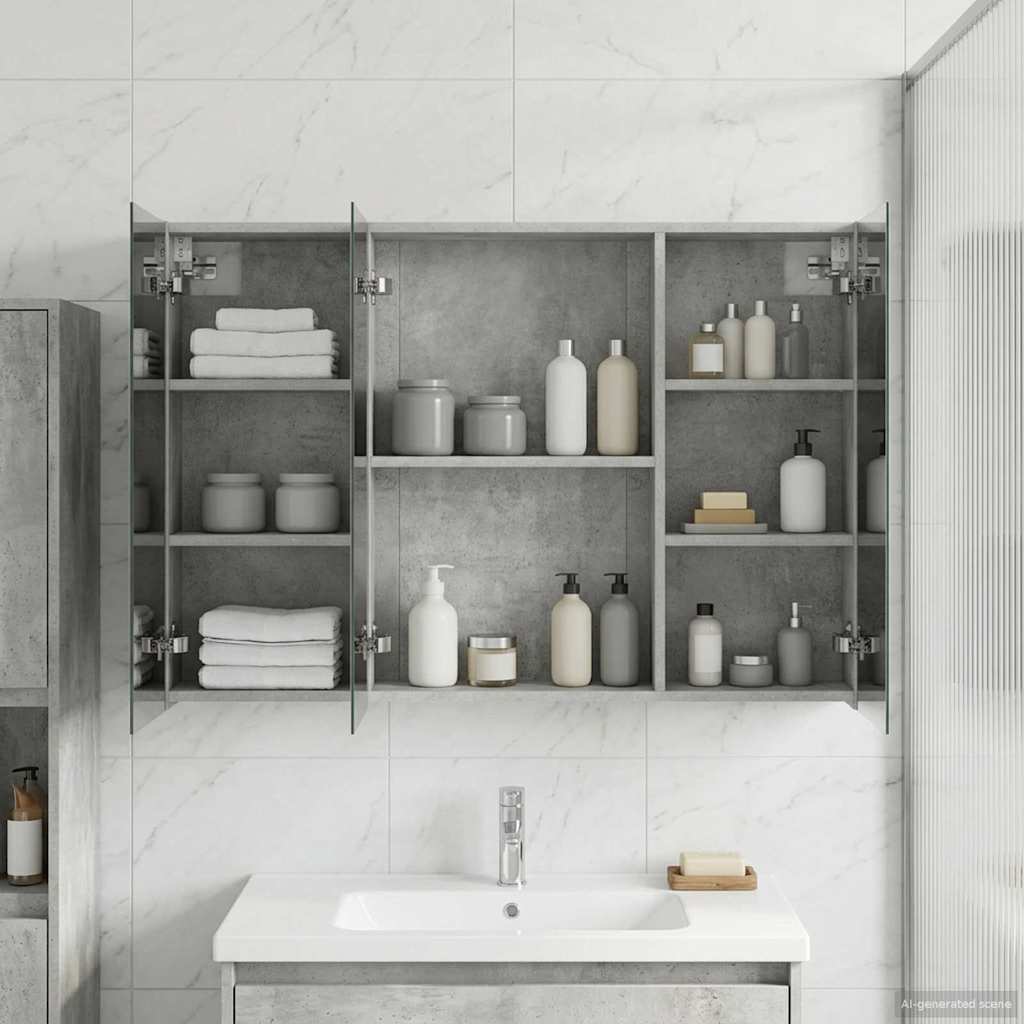 Mobiletto per specchio da bagno con lo scaffale Grigio cemento | homemem39
