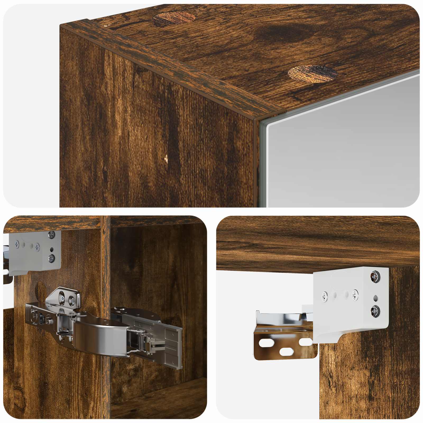 Mobiletto per specchio da bagno Rovere fumé 100 x 14,5 x 70 cm | homemem39