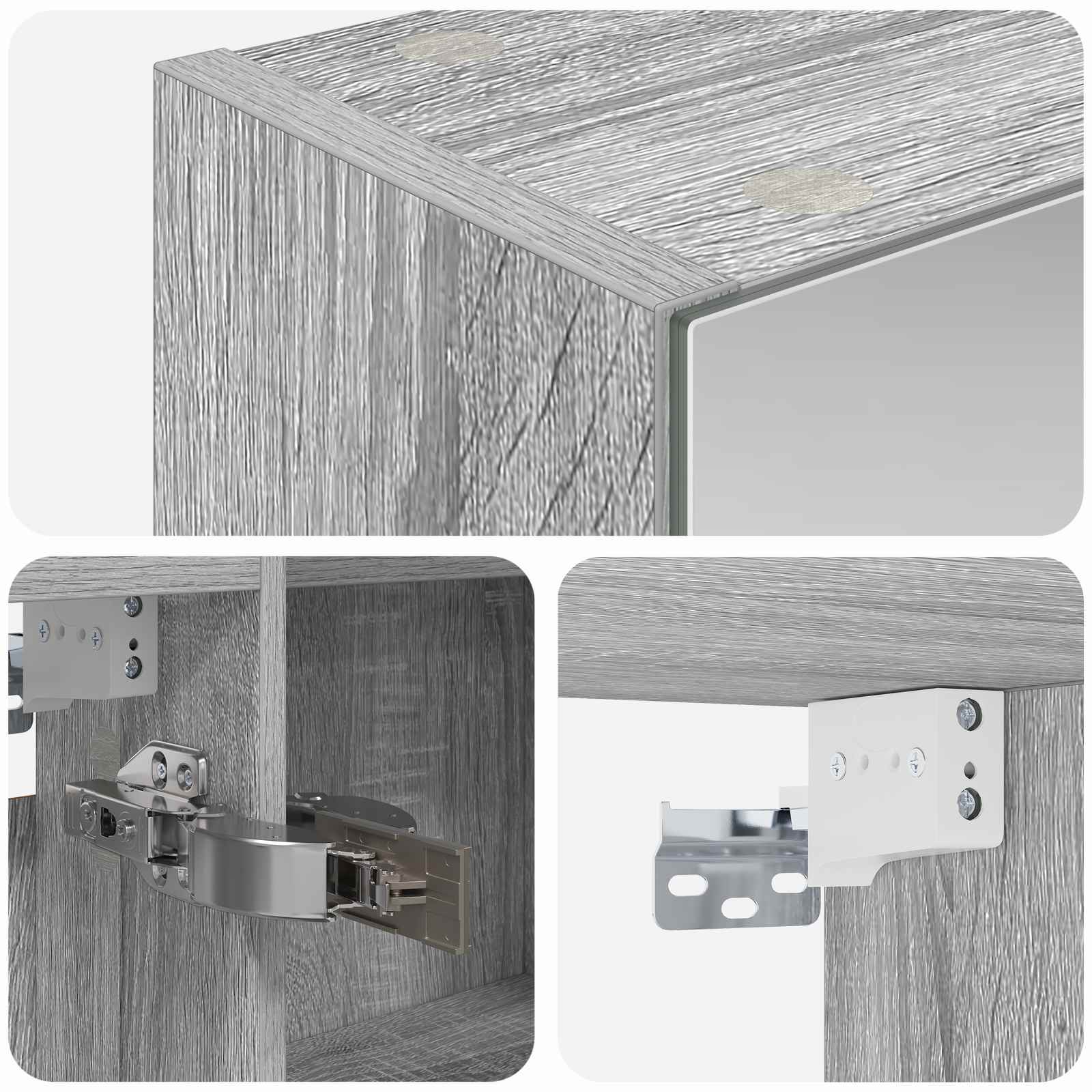 Mobiletto per specchio da bagno con lo scaffale Grigio Sonoma | homemem39