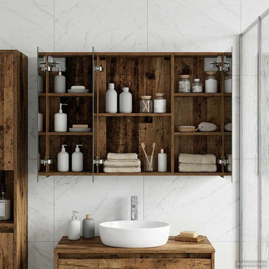 Mobiletto per specchio da bagno con lo scaffale Legno vecchio