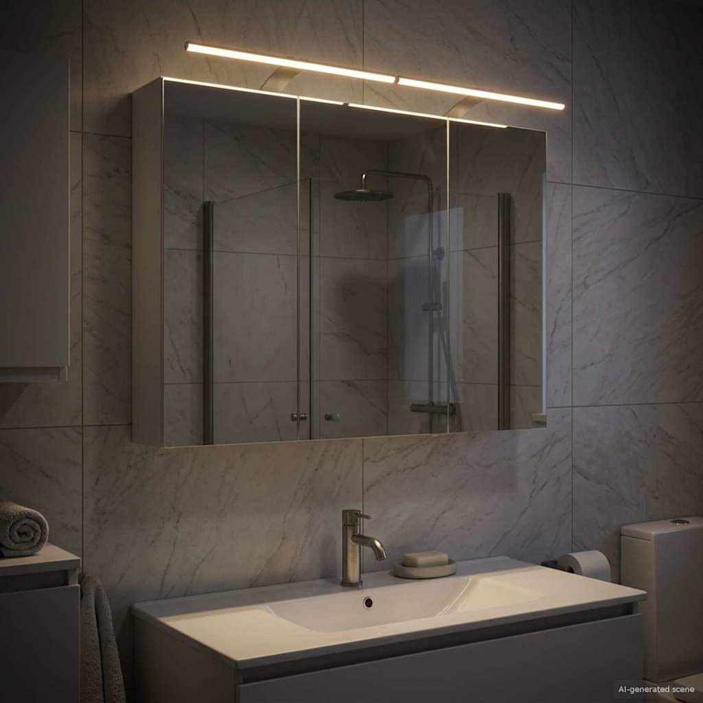 Mobiletto per specchio da bagno Bianco 100 x 14,5 x 70 cm | homemem39