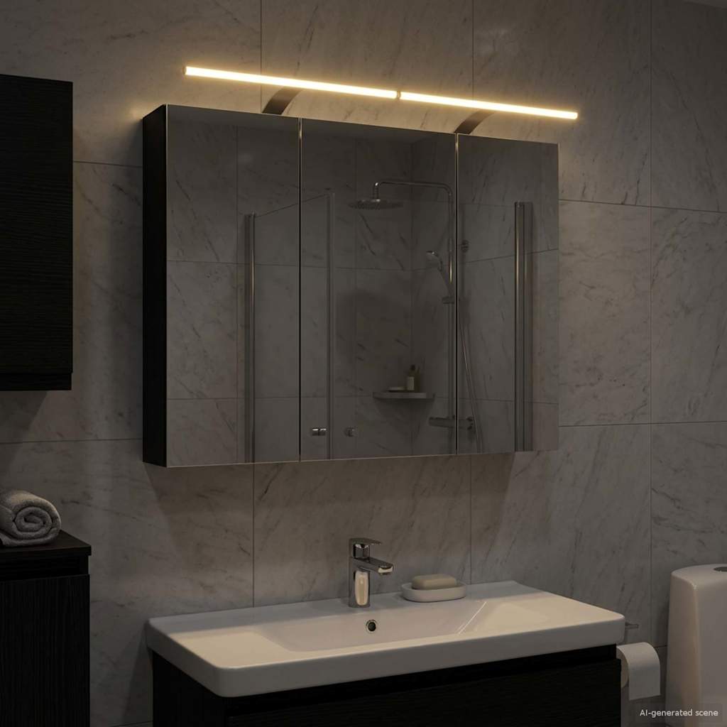 Mobiletto per specchio da bagno Rovere Nero 100 x 14,5 x 70 cm
