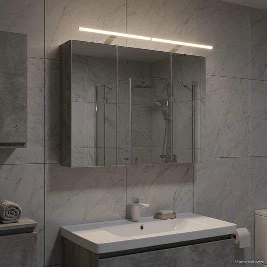 Mobiletto per specchio da bagno con lo scaffale Grigio cemento