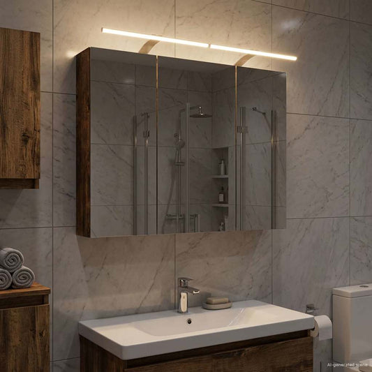 Mobiletto per specchio da bagno Rovere fumé 100 x 14,5 x 70 cm | homemem39