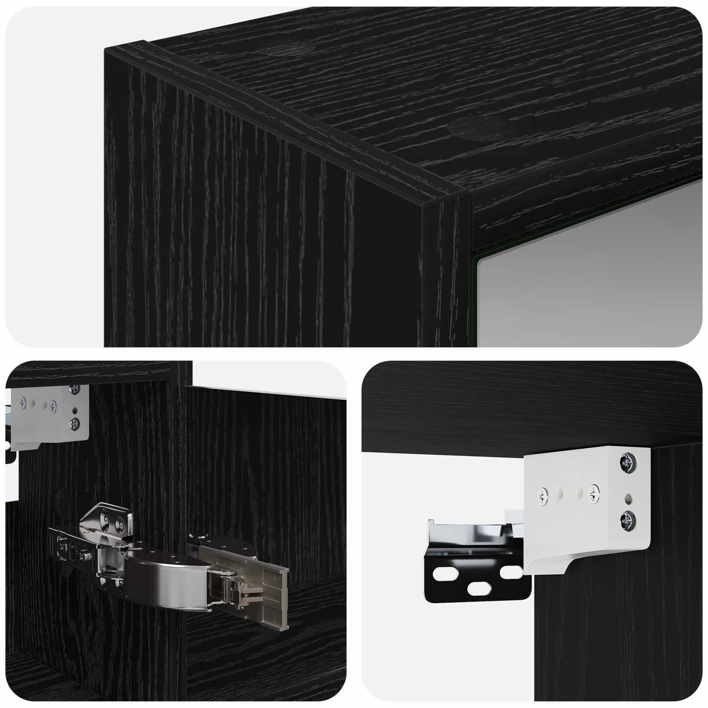 Mobiletto per specchio da bagno Rovere Nero 43 x 16 x 62.5 cm | homemem39