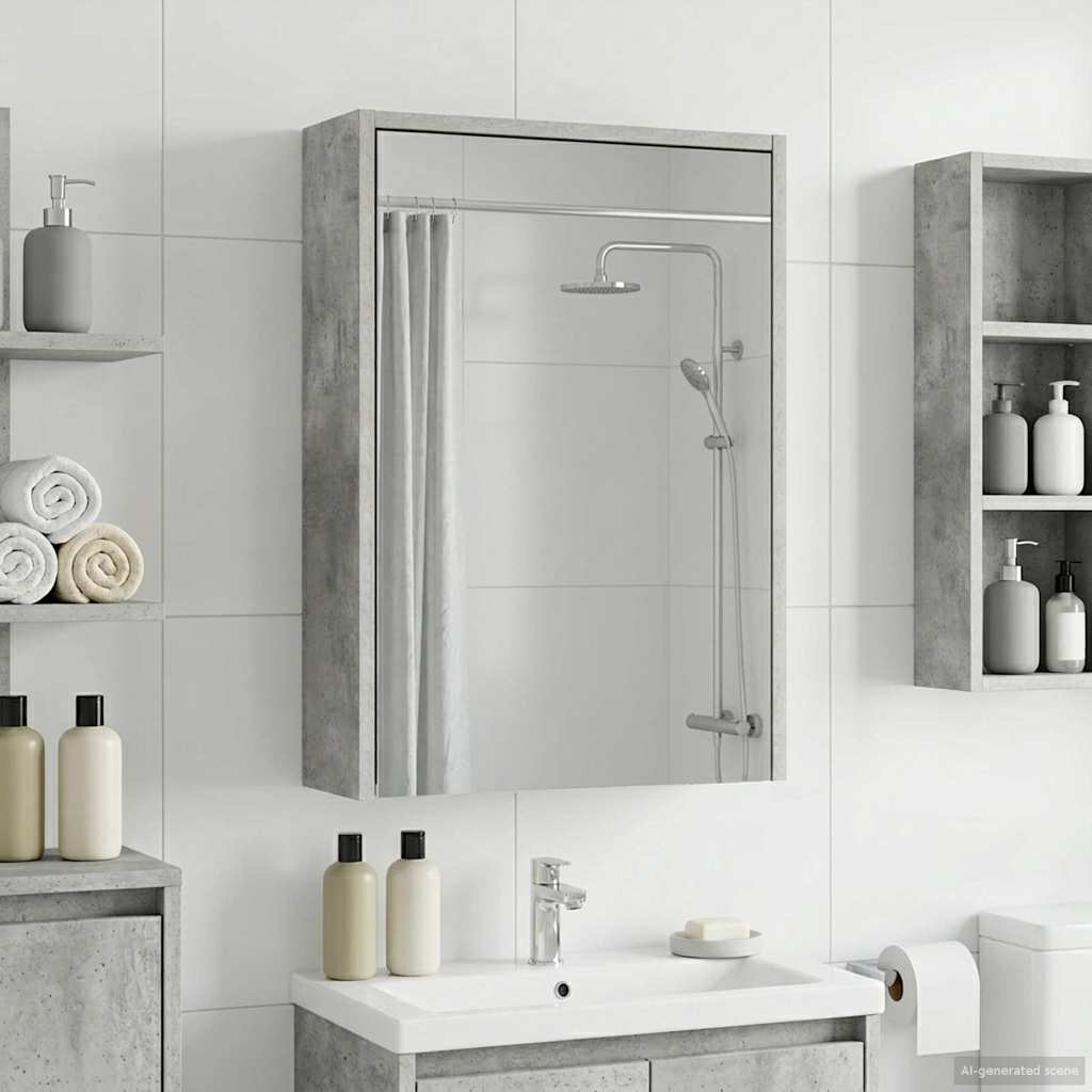 Mobiletto per specchio da bagno con lo scaffale Grigio cemento | homemem39